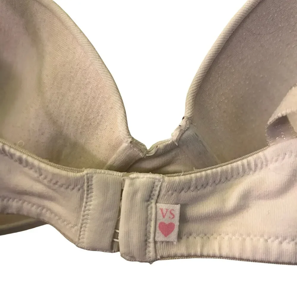 Victoria's Secret White Cotton Full Coverage T-Shirt Bra Size 36C Basics Casual